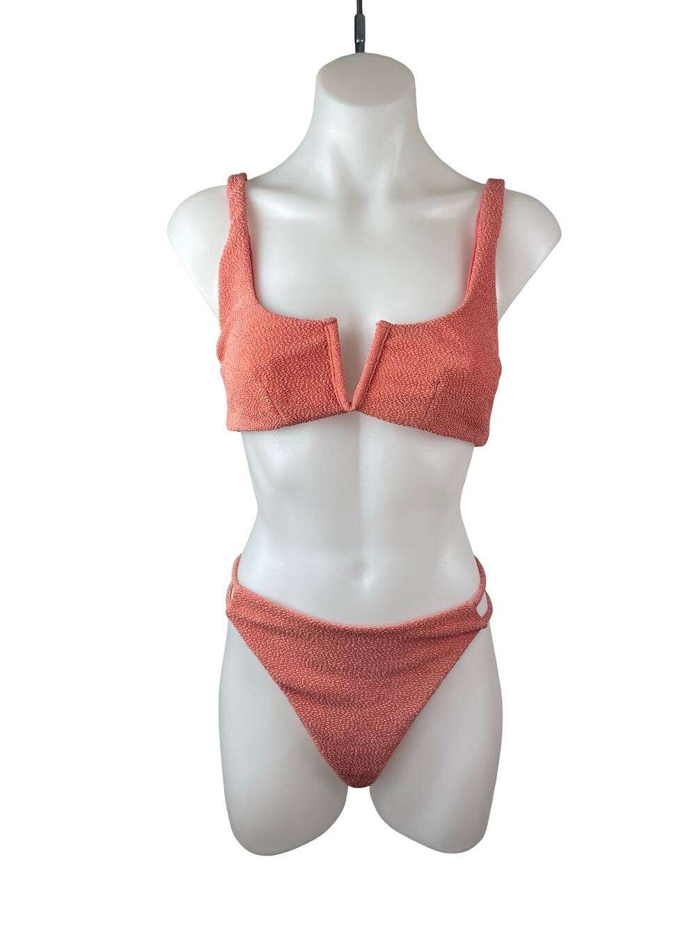 Lovers and Friends Kodoma Pink Textured V Wire 2 Piece Bikini Set Swimwear M/L